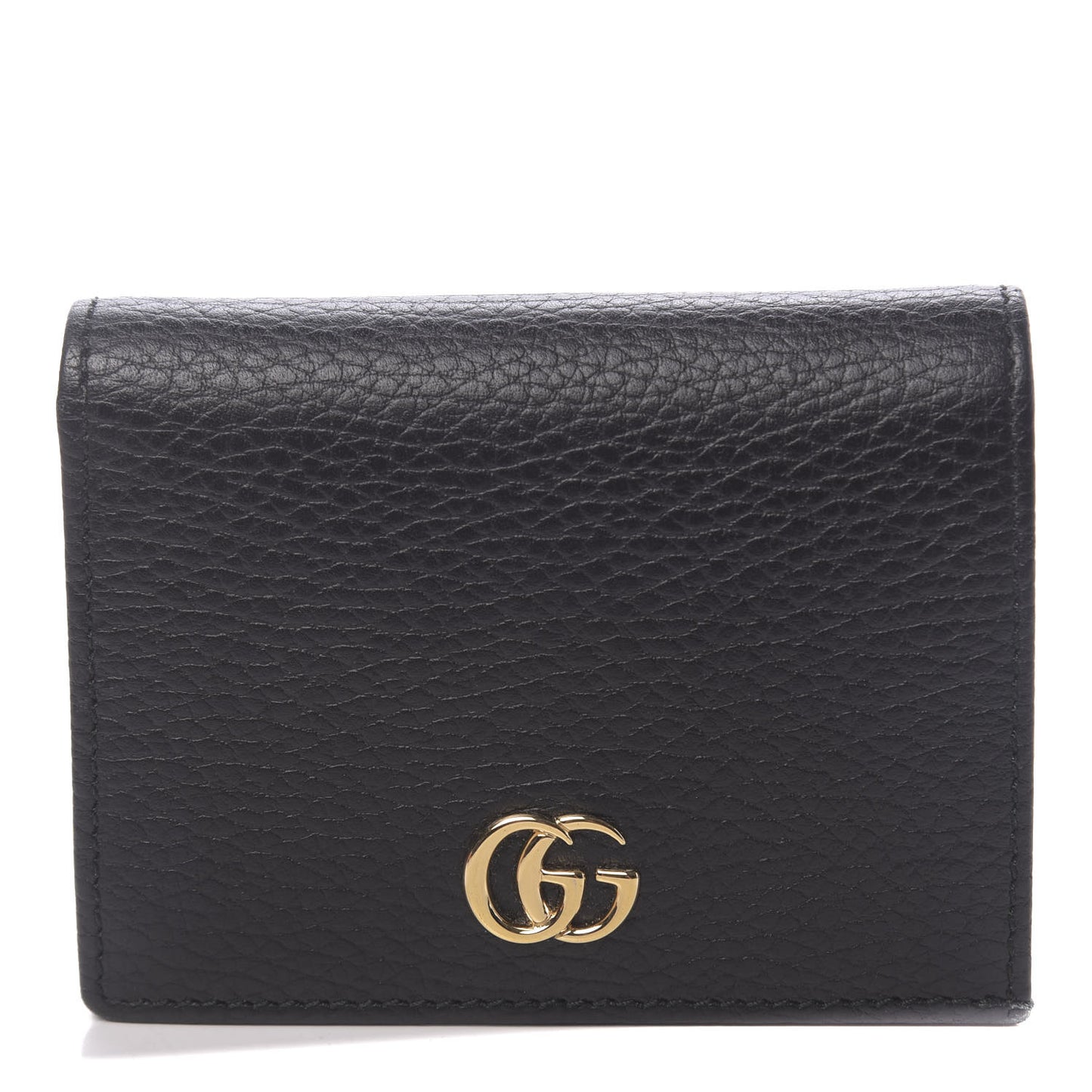 Pebbled Calfskin GG Marmont Card Case Black