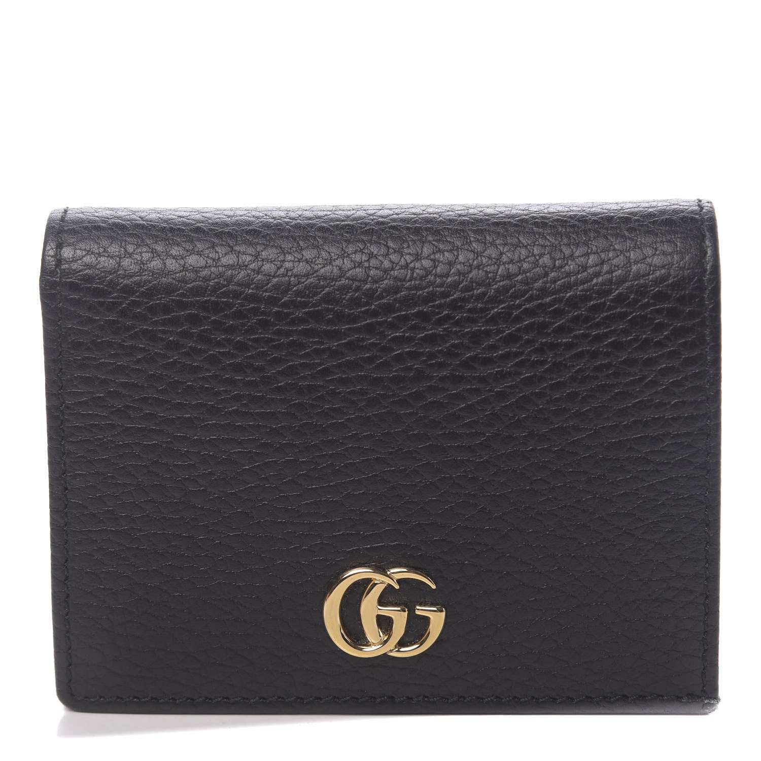 Gucci Pebbled Calfskin GG Marmont Card Case Black 1 of 7