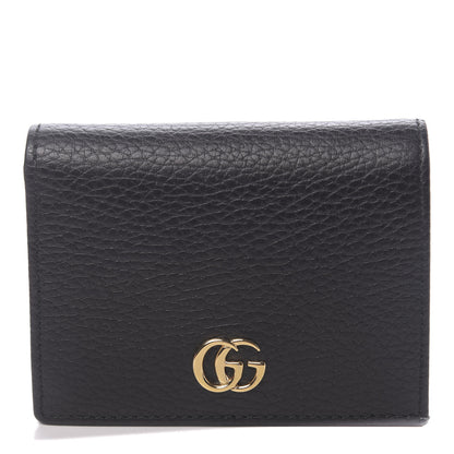 Gucci Pebbled Calfskin GG Marmont Card Case Black 1 of 7