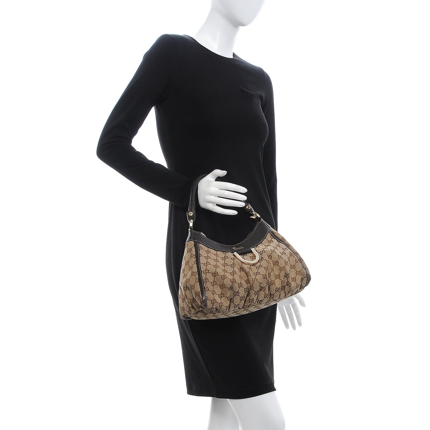 Monogram Medium D Gold Hobo Dark Brown