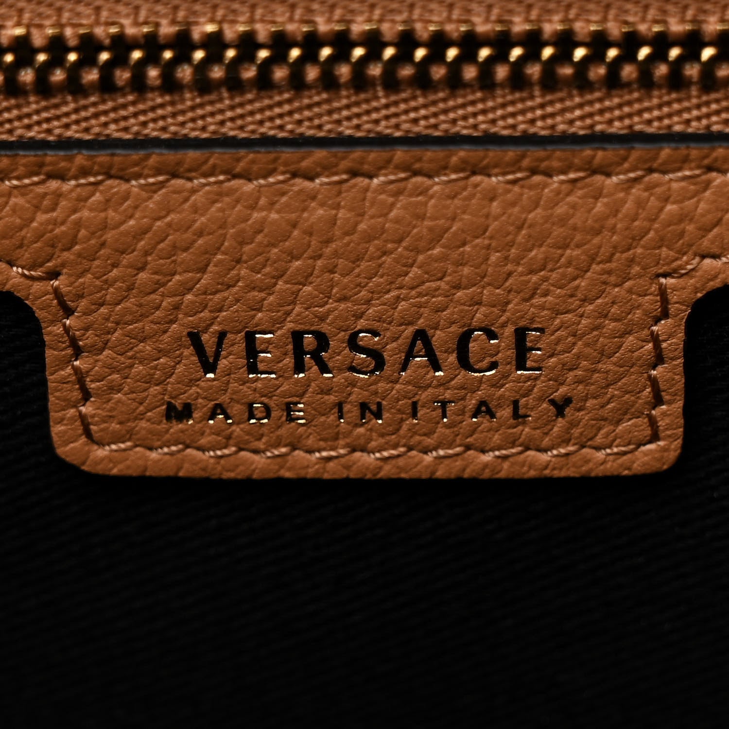 Versace Grained Calfskin La Medusa Tote Caramel 6 of 12
