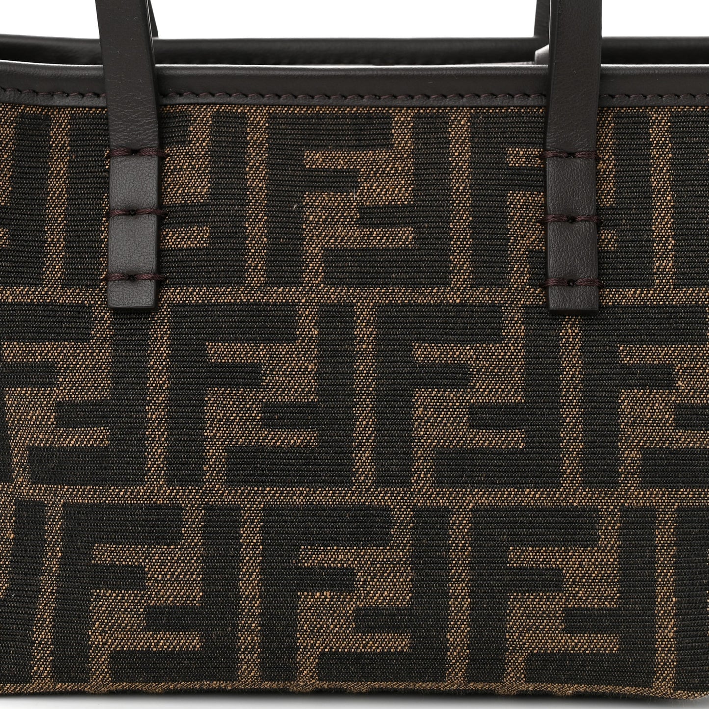Fabric Jacquard Vitello Grace FF 1974 Mini Roll Tote Tobacco Moro Ebano