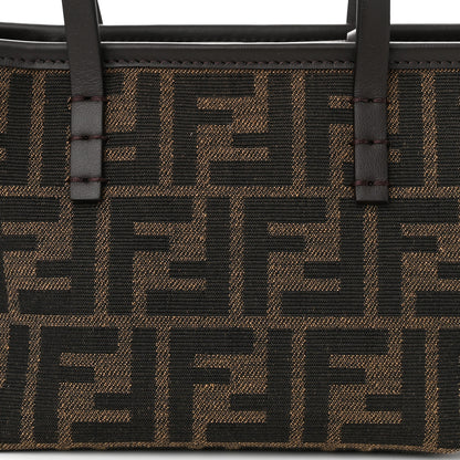 Fendi Fabric Jacquard Vitello Grace FF 1974 Mini Roll Tote Tobacco Moro Ebano 7 of 9