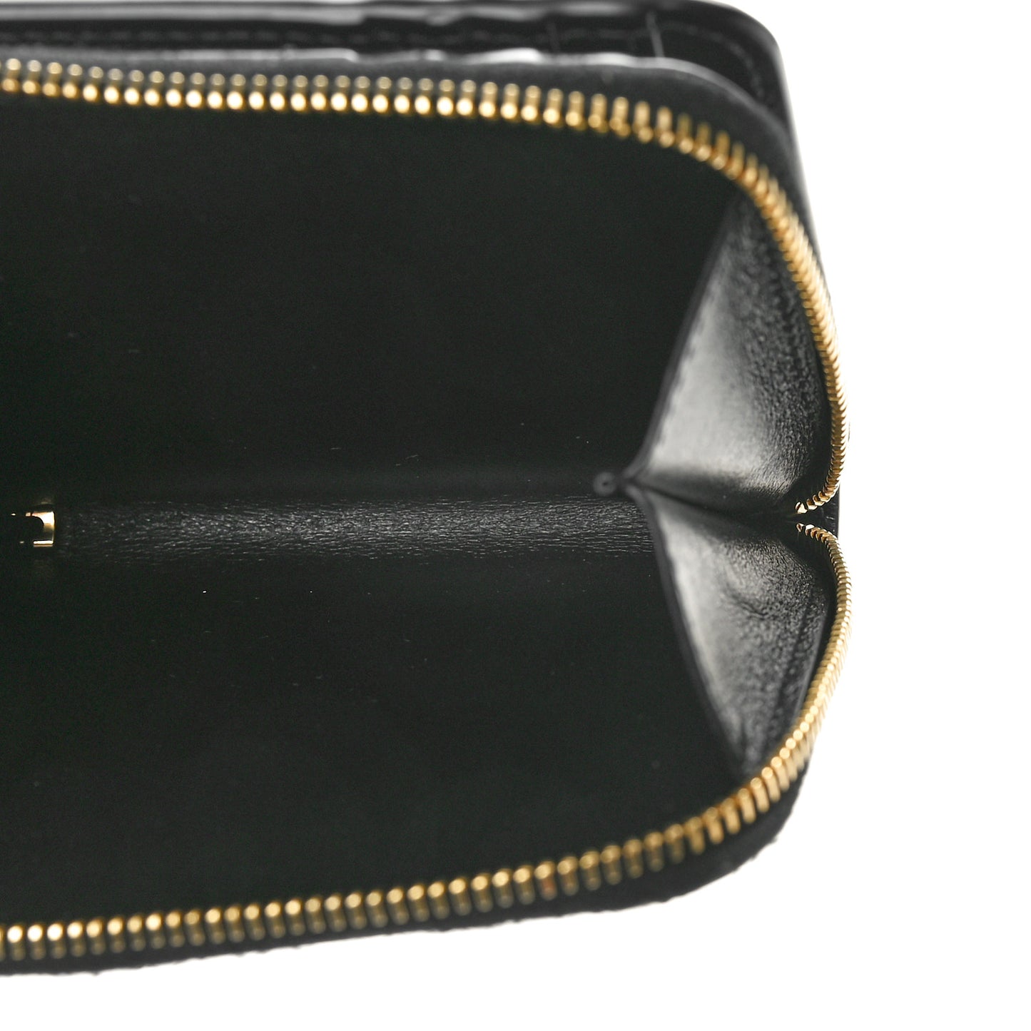 Calfskin Heart Print Monogram Compact Zip Around Wallet Black Red