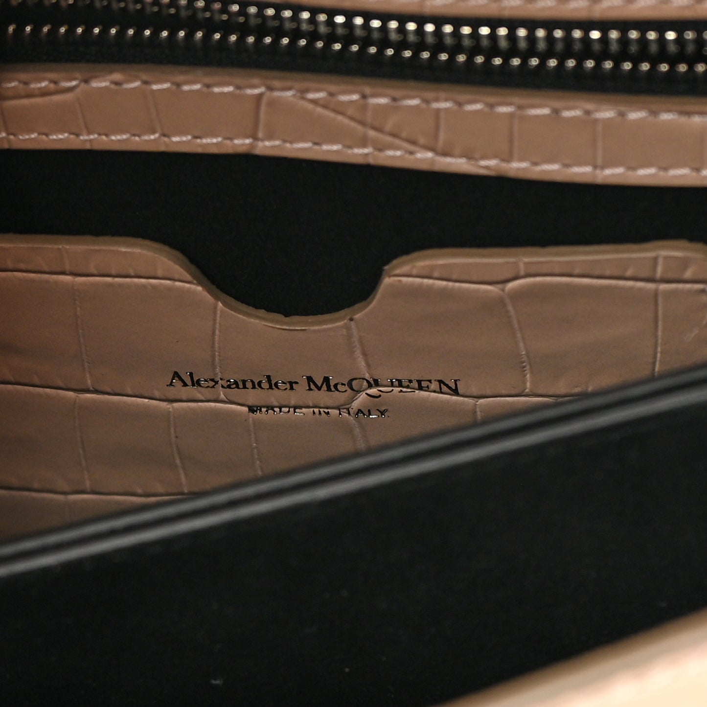 Shiny Crocodile Embossed Jeweled Satchel Sand