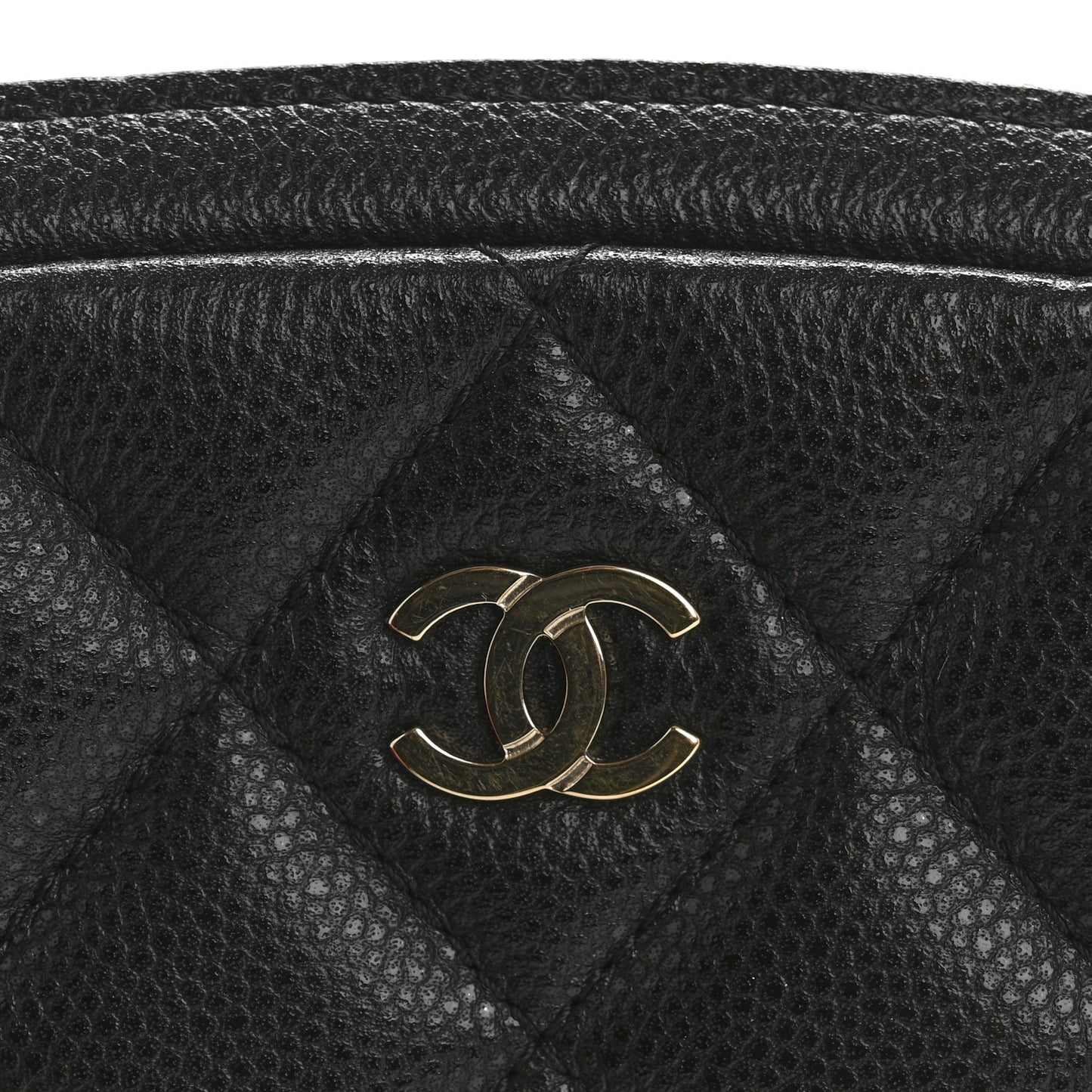 Caviar Quilted Small Curvy Pouch Cosmetic Case Black