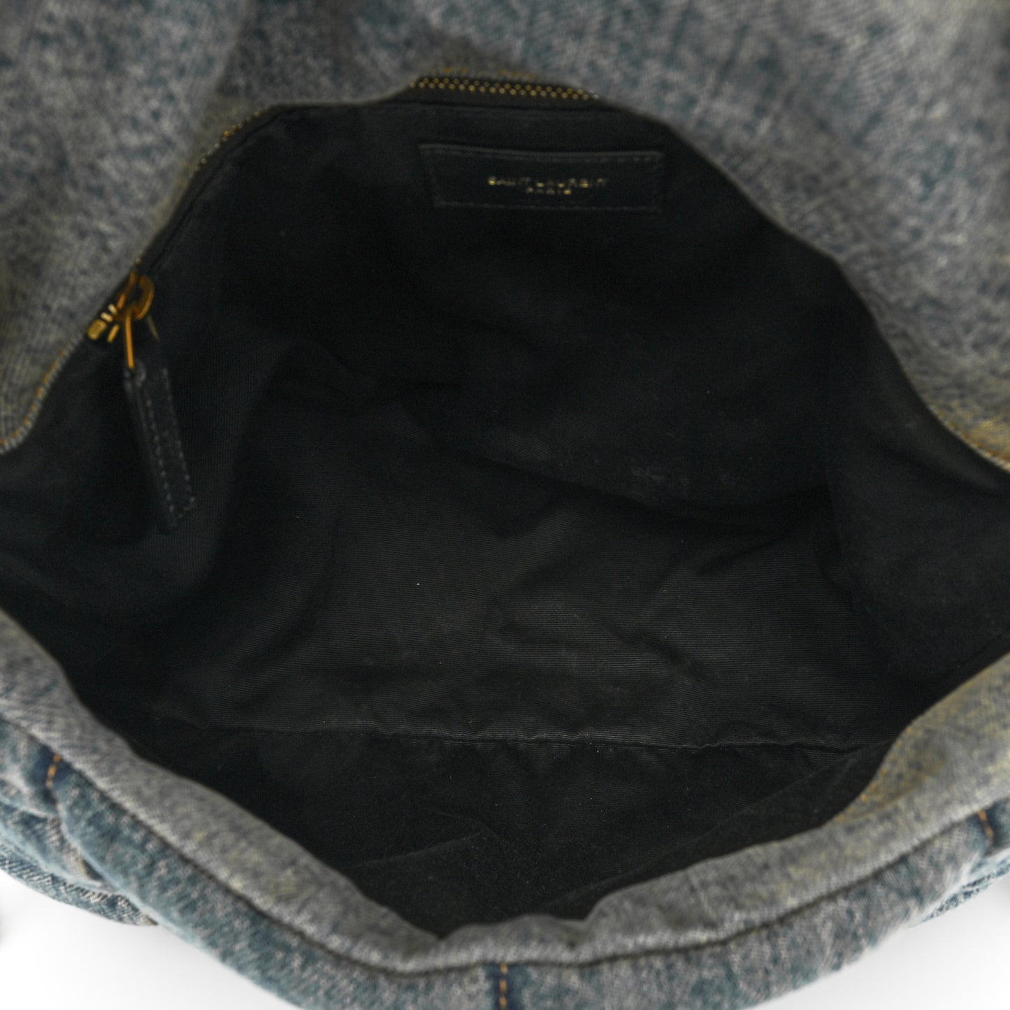 Denim Quilted Medium Loulou Puffer Monogram Chain Satchel Blue Black