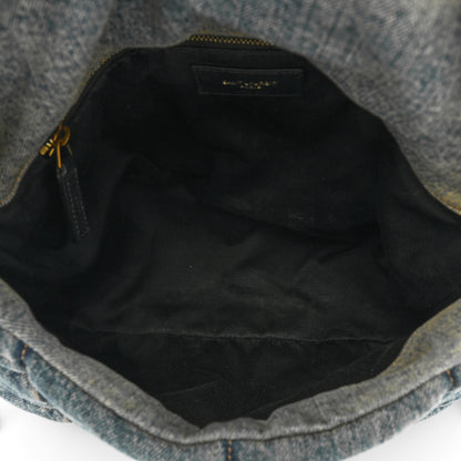 Saint Laurent Denim Quilted Medium Loulou Puffer Monogram Chain Satchel Blue Black 5 of 14