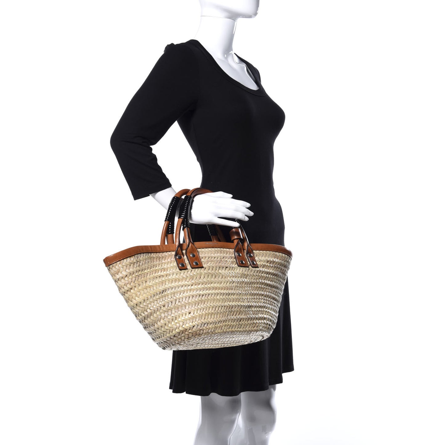 Straw Calfskin Bistrot Panier Small Tote Natural