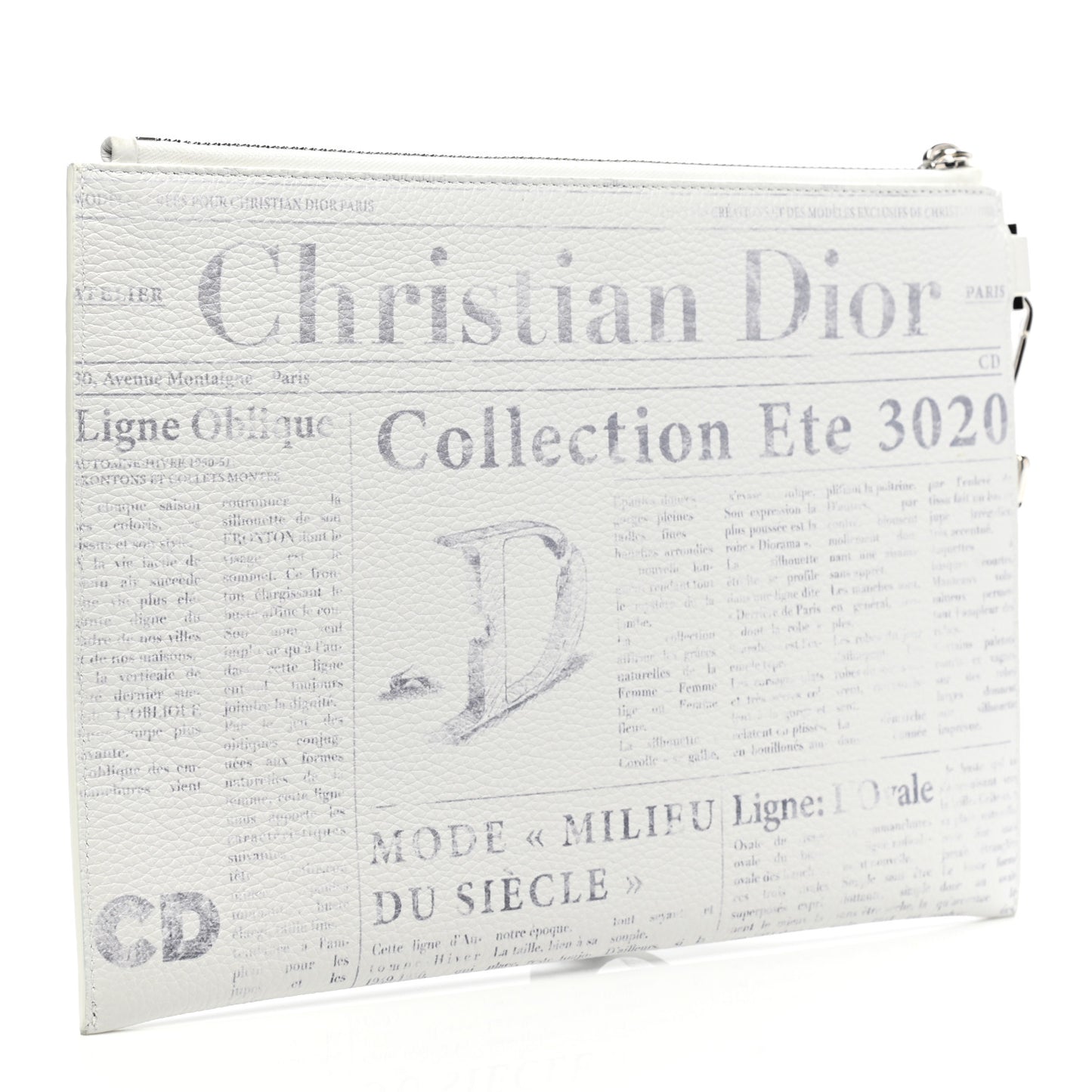 X DANIEL ARSHAM Grained Calfskin Newspaper Wristlet White