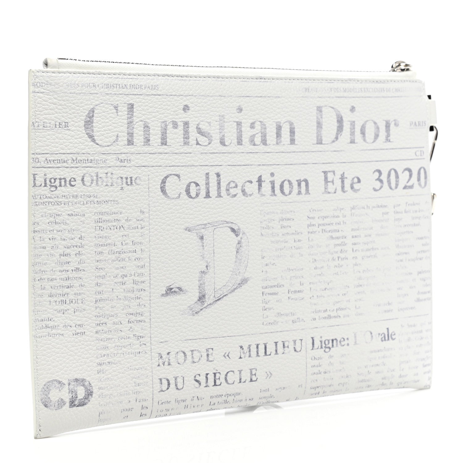 Christian Dior X DANIEL ARSHAM Grained Calfskin Newspaper Wristlet White 3 of 12