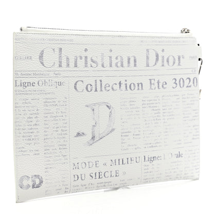 Christian Dior X DANIEL ARSHAM Grained Calfskin Newspaper Wristlet White 3 of 12