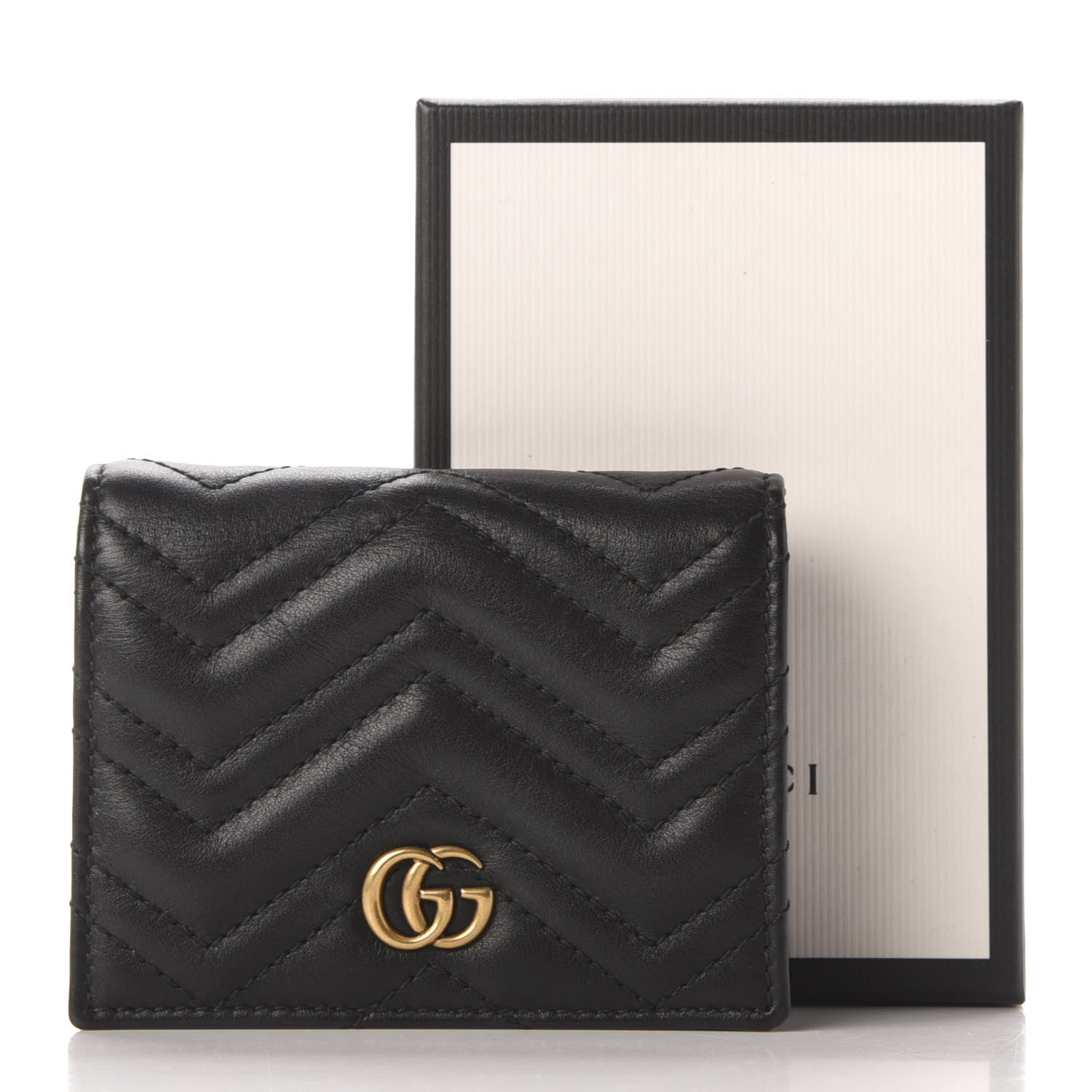 Gucci Calfskin Matelasse GG Marmont Card Case Wallet Black 12 of 12