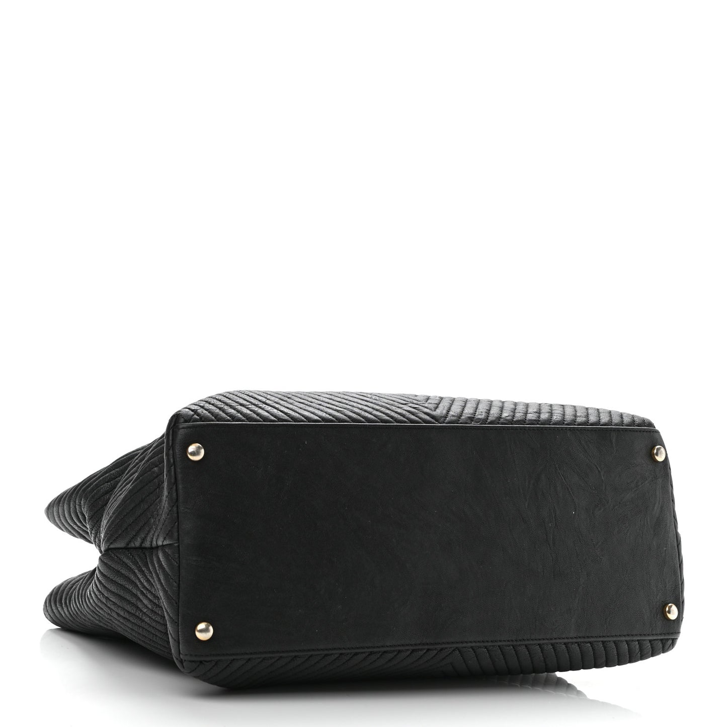 Wrinkled Lambskin Chevron Quilted Surpique Tote Black