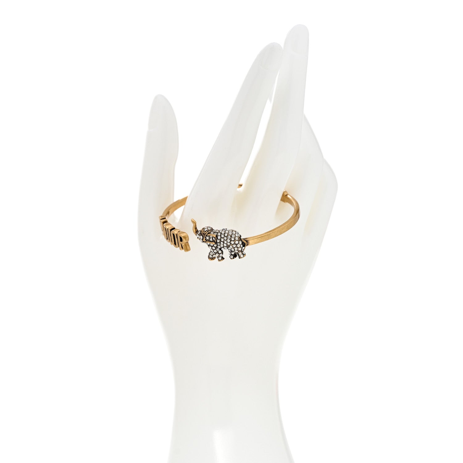 Christian Dior Metal Crystal J'Adior Elephant Safari Bracelet Cuff Gold 2 of 4