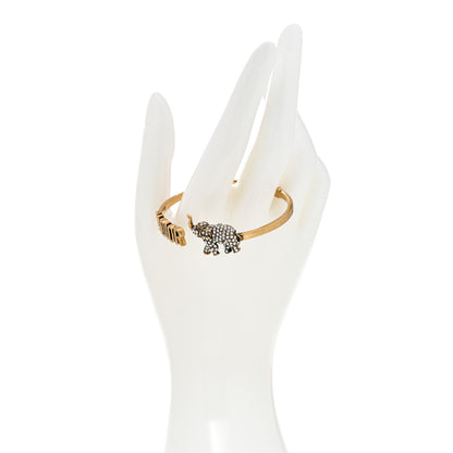 Christian Dior Metal Crystal J'Adior Elephant Safari Bracelet Cuff Gold 2 of 4