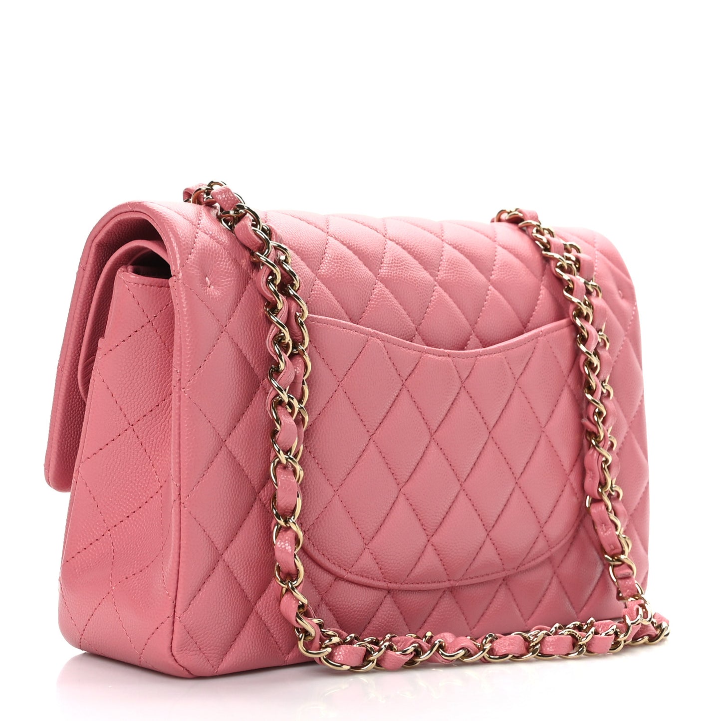 Caviar Quilted Medium Double Flap Pink