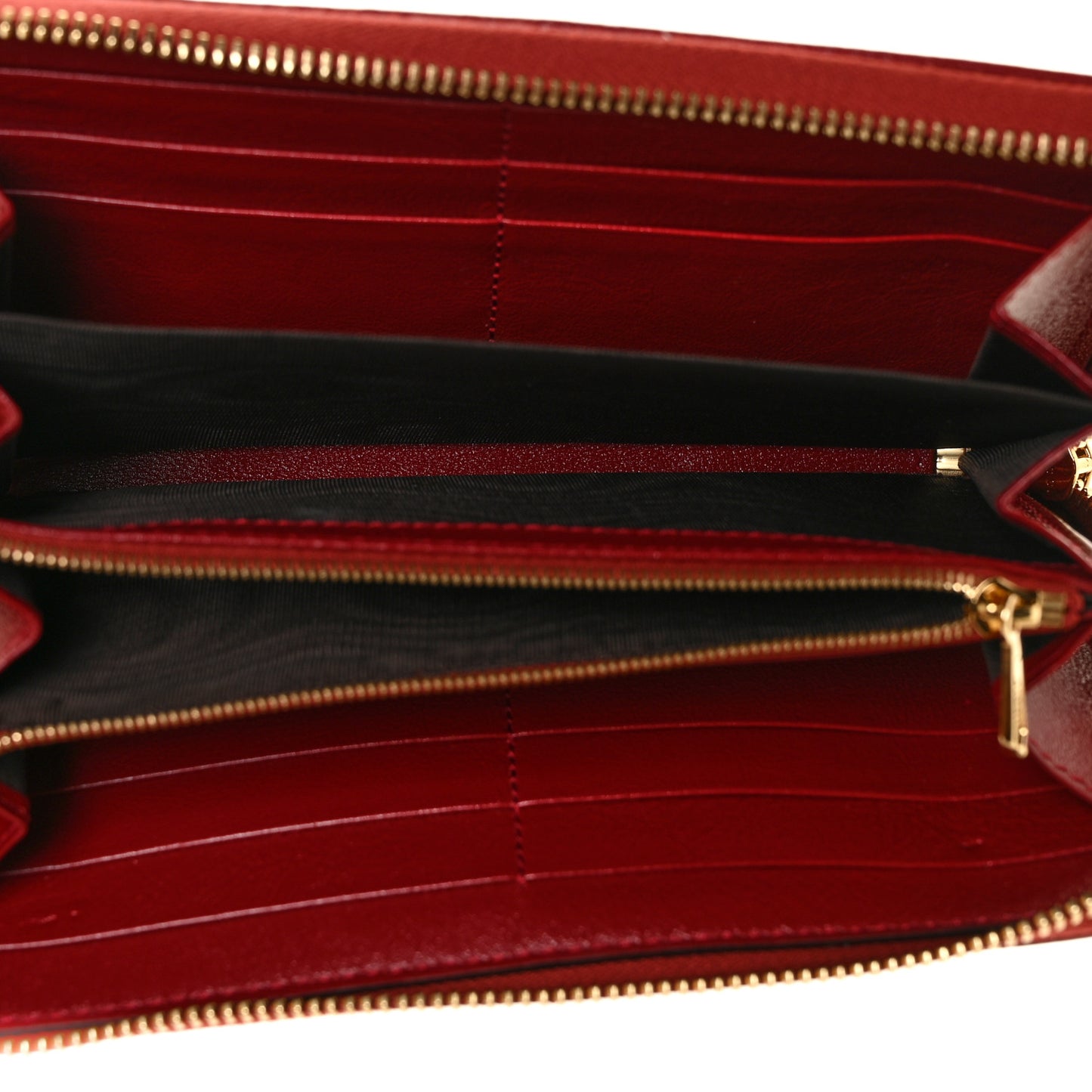 Calfskin Web Rajah Zip Around Wallet Romantic Cherry