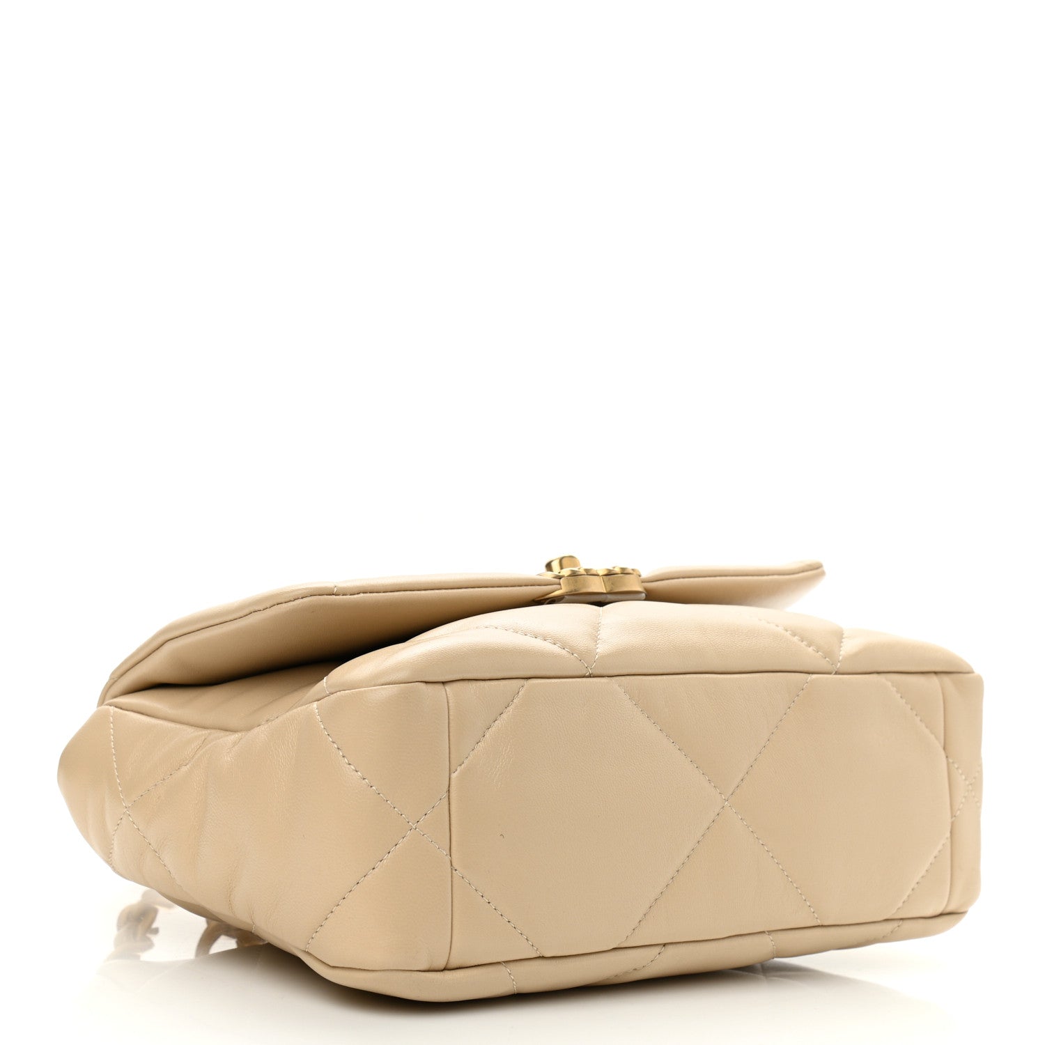 Chanel Shiny Goatskin Quilted Medium Chanel 19 Flap Beige 4 of 10