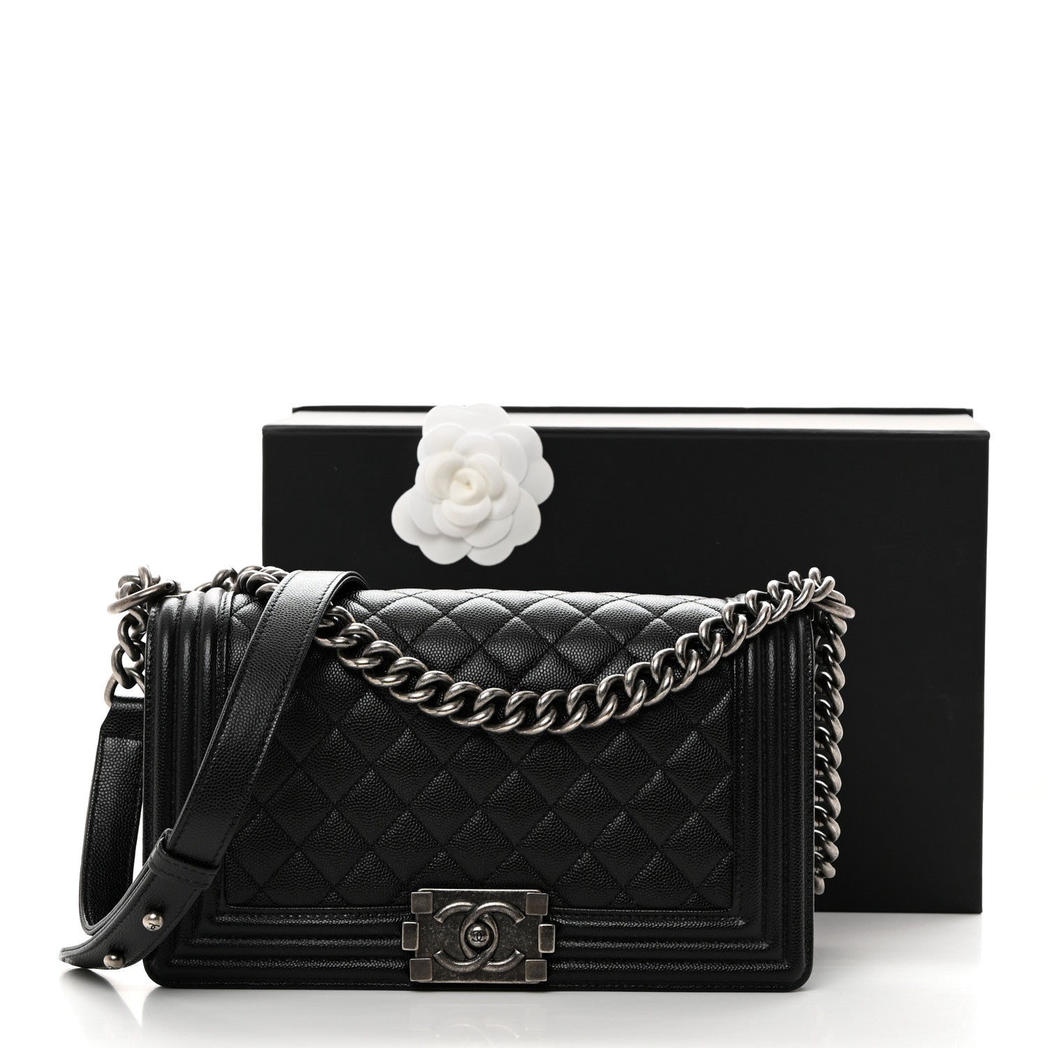 Chanel Caviar Quilted Medium Boy Flap Black 11 of 11
