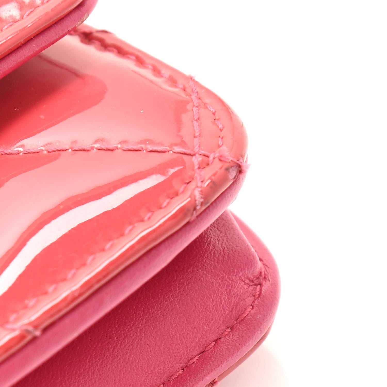 Chanel Patent Calfskin Quilted Wallet On Chain WOC Pink 15 of 15
