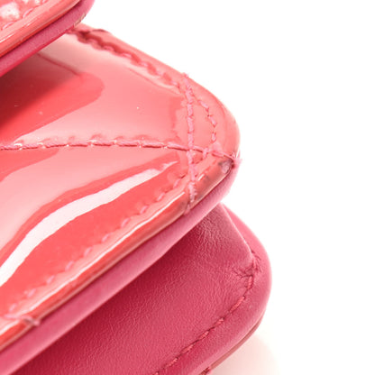 Chanel Patent Calfskin Quilted Wallet On Chain WOC Pink 15 of 15