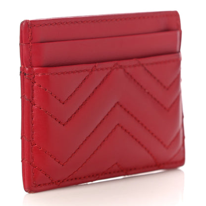Gucci Calfskin Matelasse GG Marmont Card Holder Hibiscus Red 3 of 10