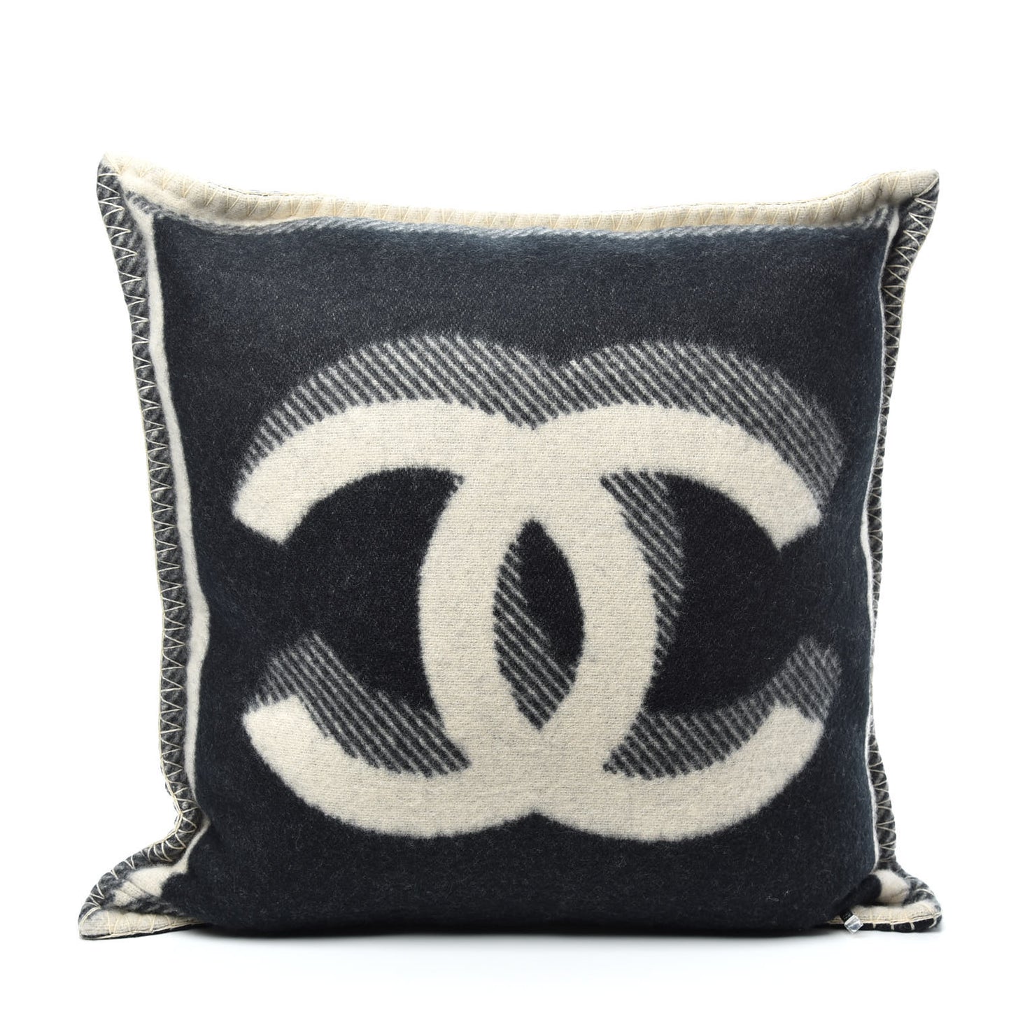 Merino Wool Cashmere CC Pillow Beige Black