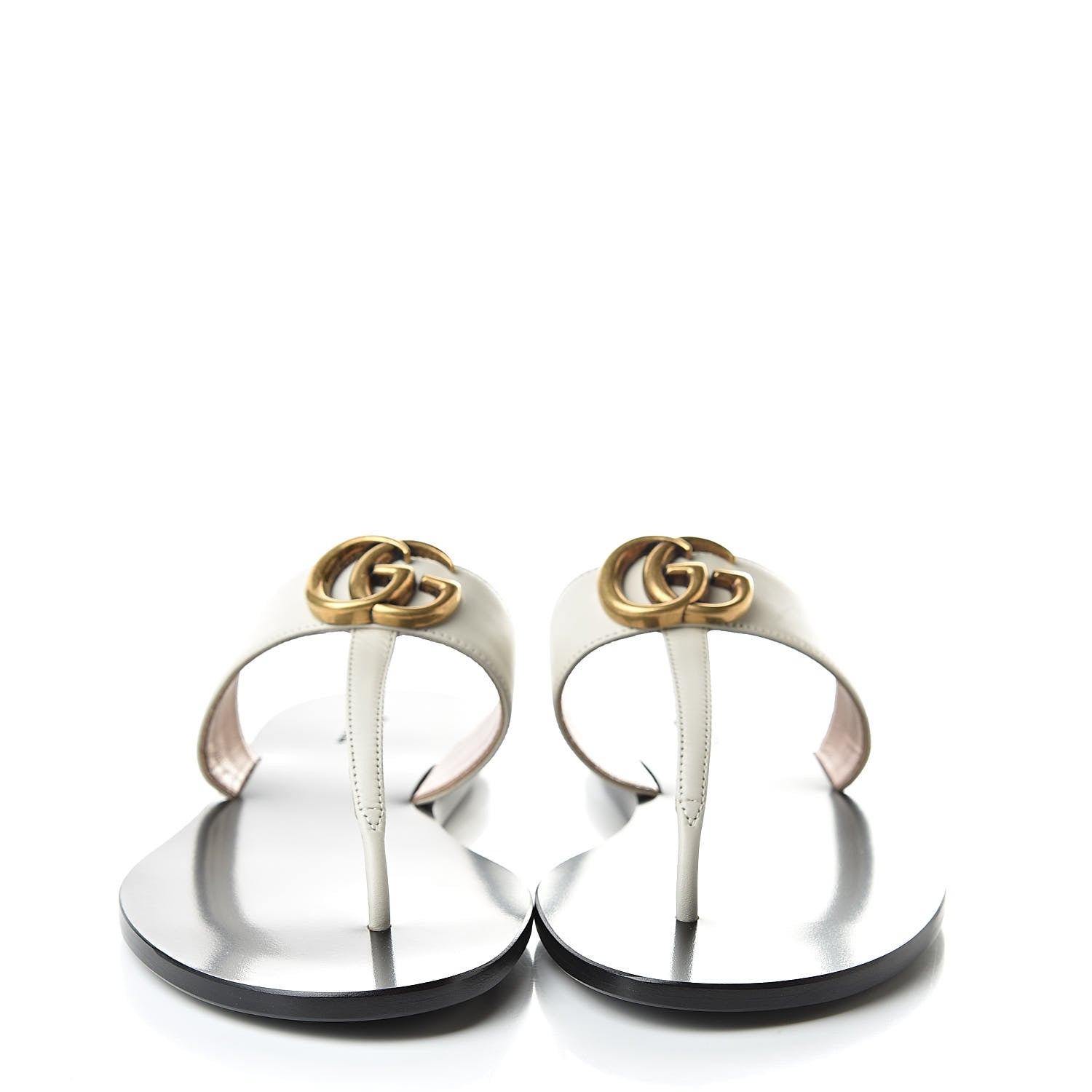 Gucci Calfskin GG Marmont Thong Sandals 37 Mystic White 2 of 8
