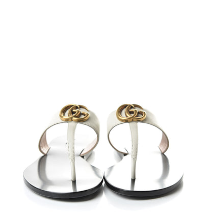 Gucci Calfskin GG Marmont Thong Sandals 37 Mystic White 2 of 8
