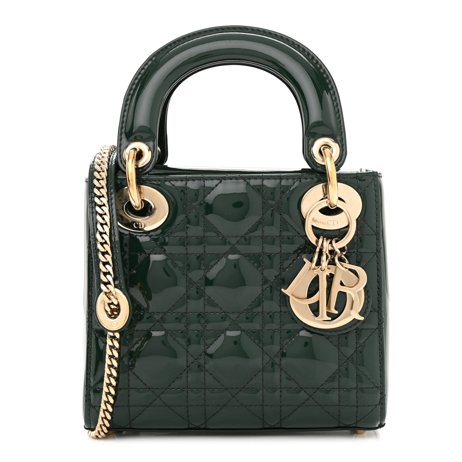 Christian Dior Patent Cannage Mini Lady Dior Pine Green 1 of 9