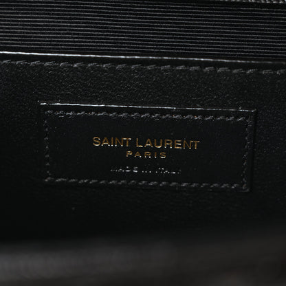 Saint Laurent Grain De Poudre Textured Mixed Matelasse Triquilt Medium Monogram Satchel Black 6 of 10