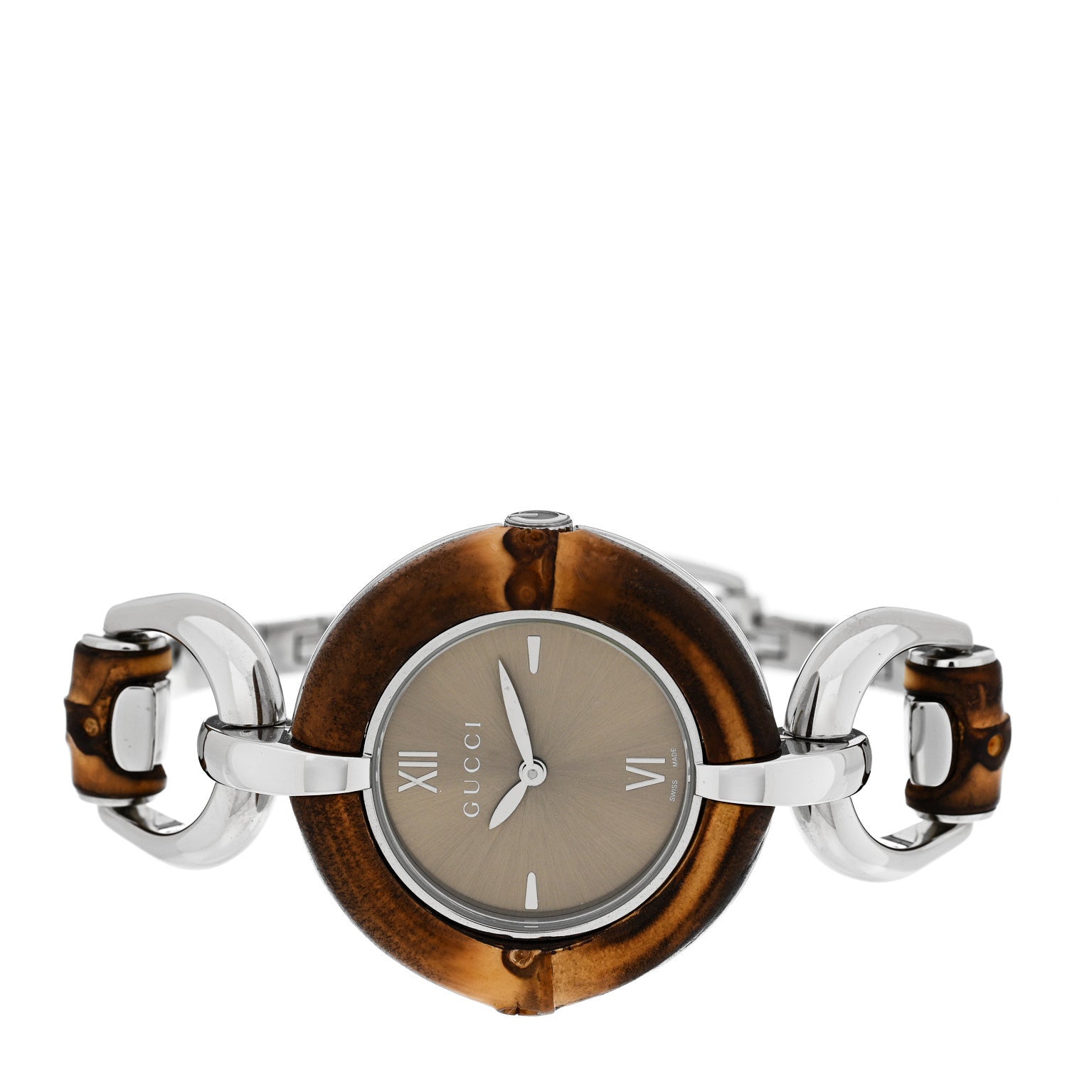 Gucci Stainless Steel Bamboo 35mm Quartz Watch Brown 1834598