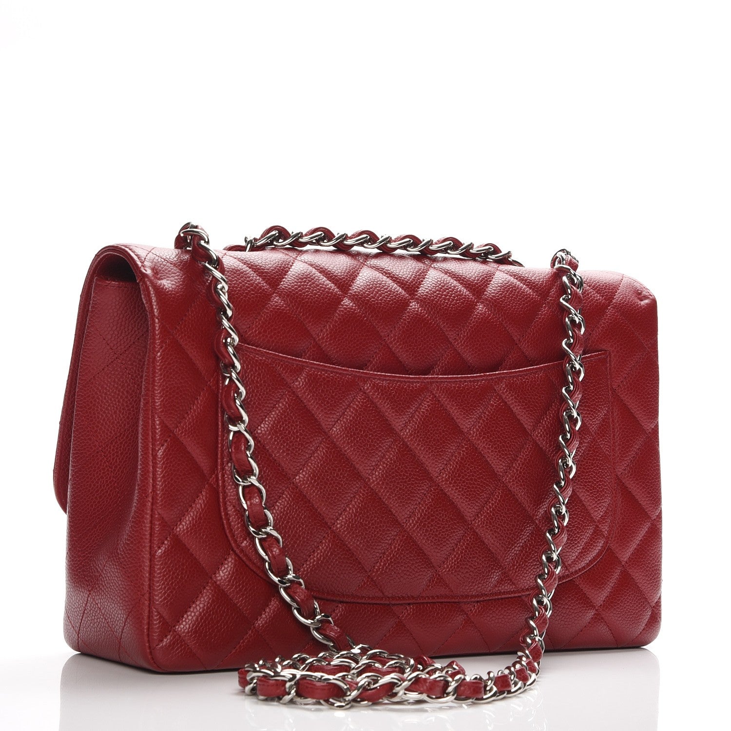 Chanel Caviar Quilted Jumbo Single Flap Dark Red 4 of 13