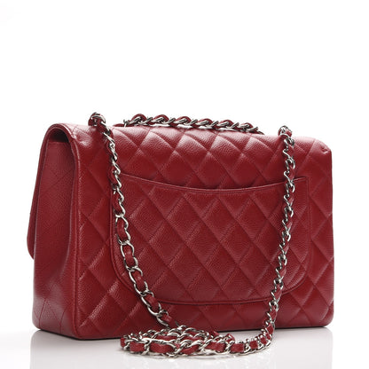 Chanel Caviar Quilted Jumbo Single Flap Dark Red 4 of 13