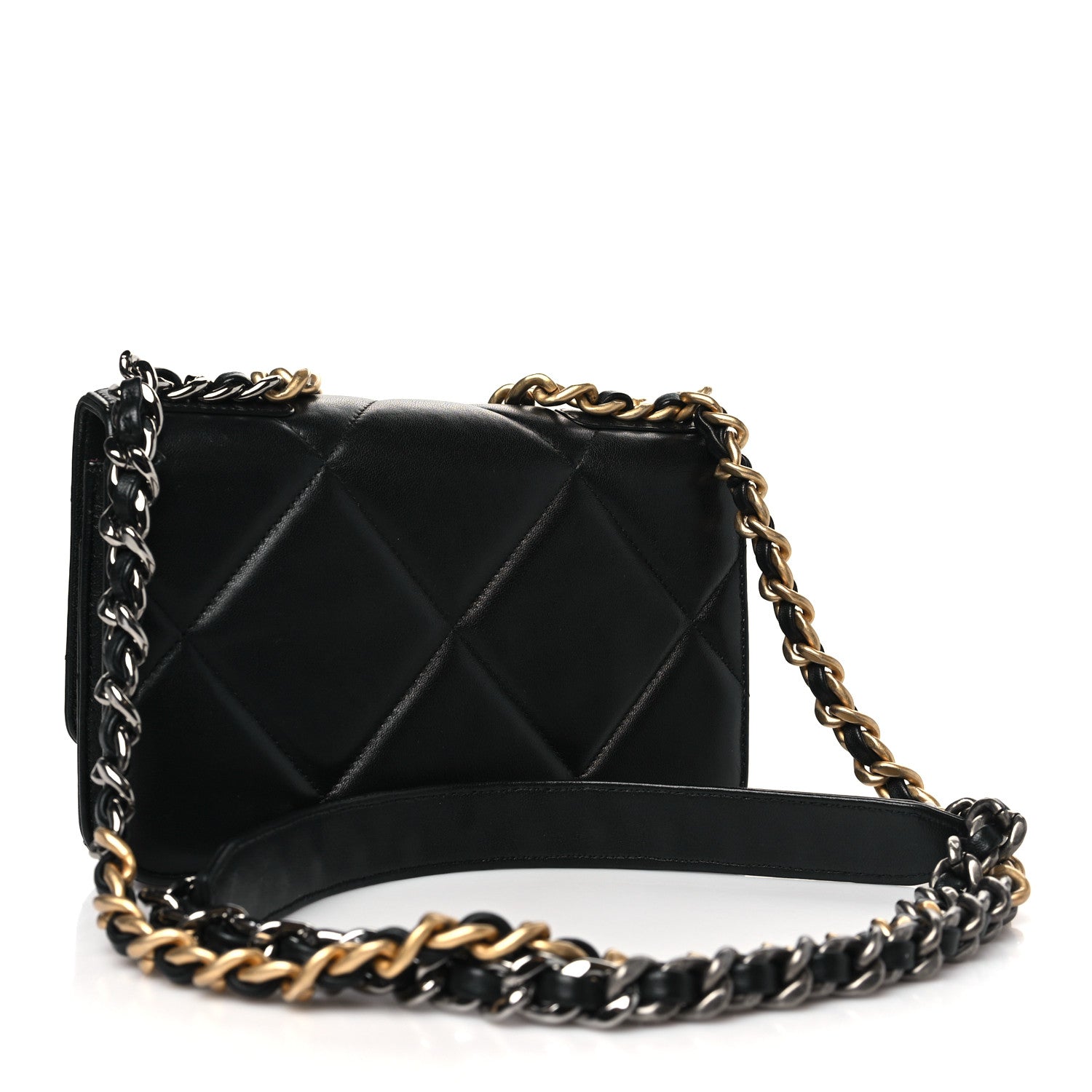 Chanel Lambskin Quilted Chanel 19 Wallet On Chain WOC Black 3 of 12