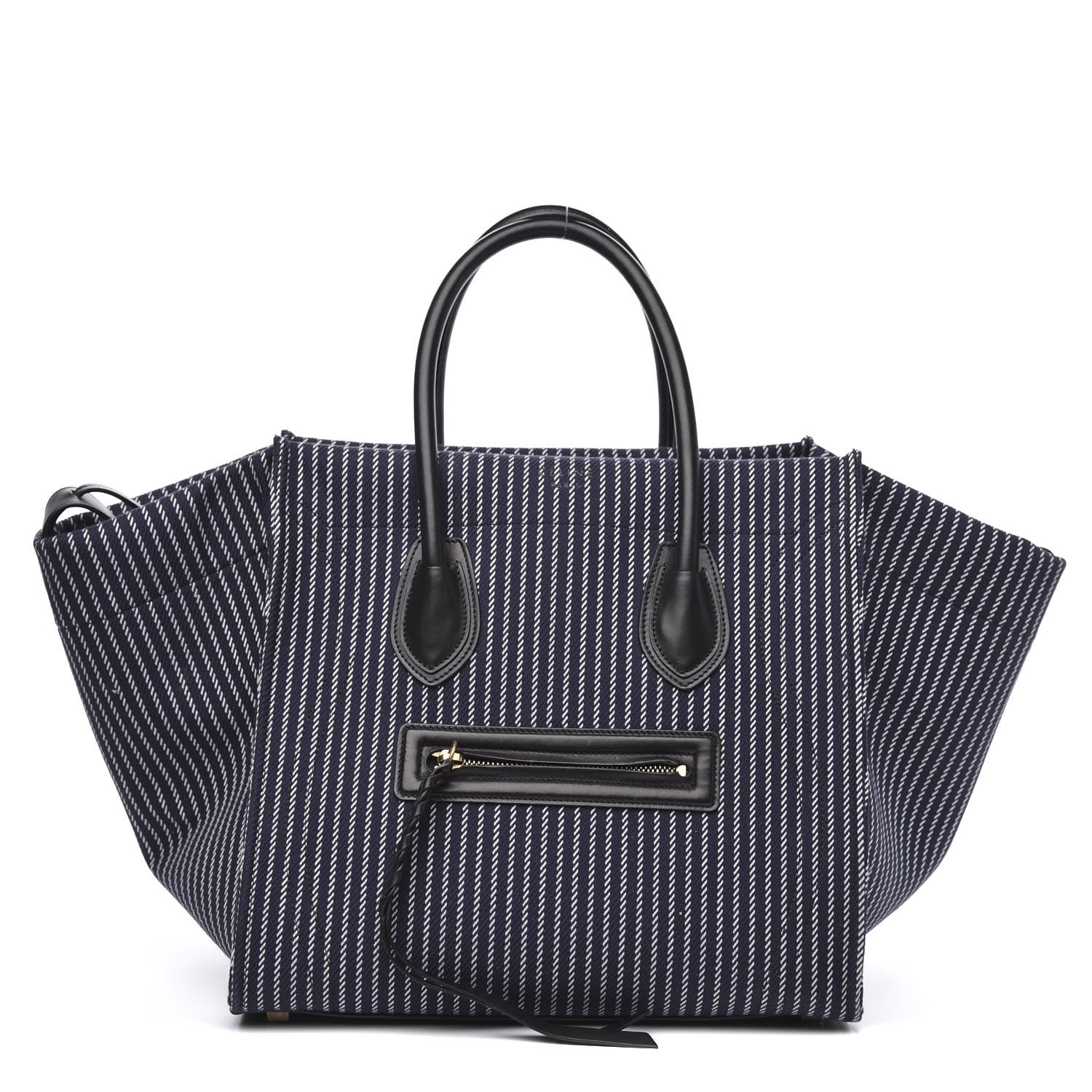 Celine Cotton Canvas Striped Medium Phantom Luggage Navy White 1 of 11