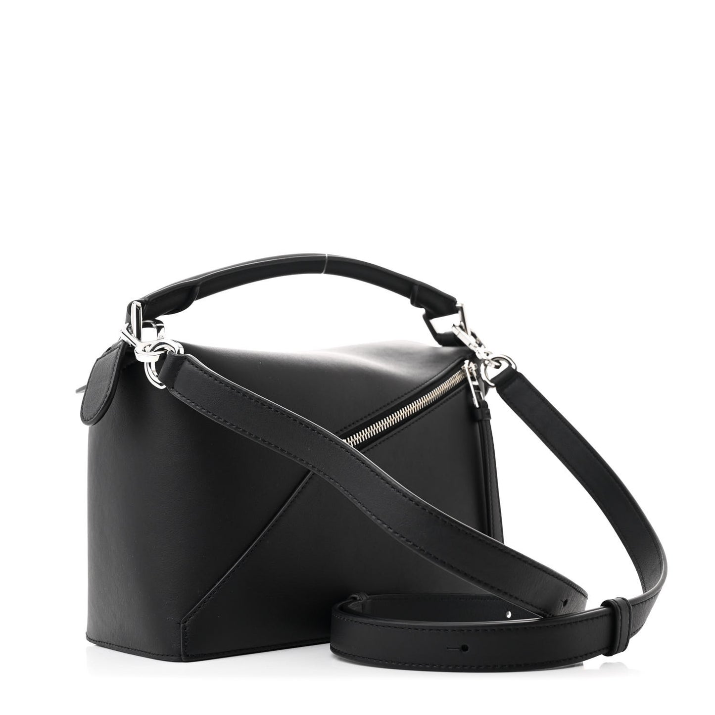 Calfskin Small Puzzle Edge Bag Black