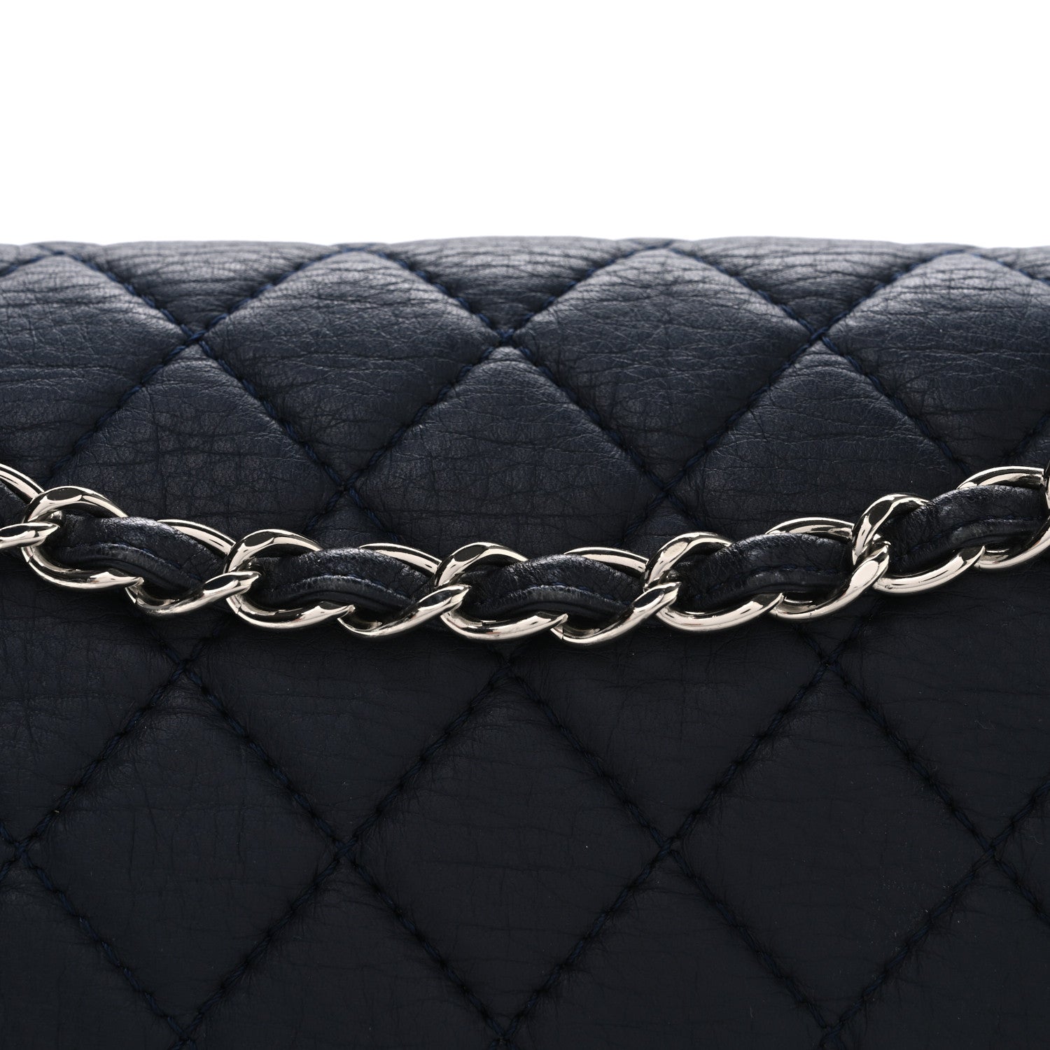 Chanel Deerskin Quilted Casual Journey Flap Dark Blue 8 of 10