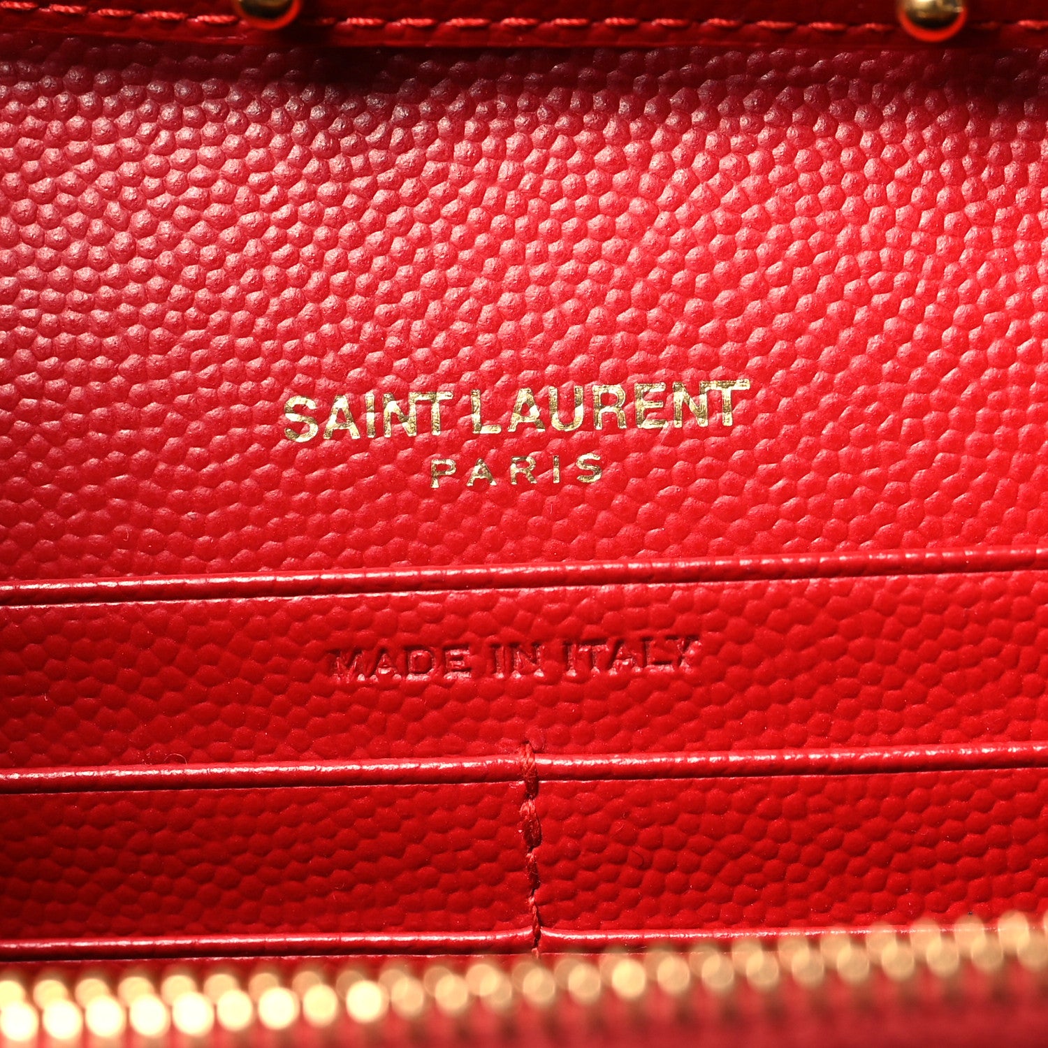 Saint Laurent Grain De Poudre Matelasse Chevron Monogram Chain Wallet Red 7 of 12