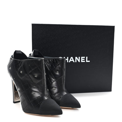 Chanel Lambskin Quilted CC Cap Toe Booties 38 Black 10 of 10