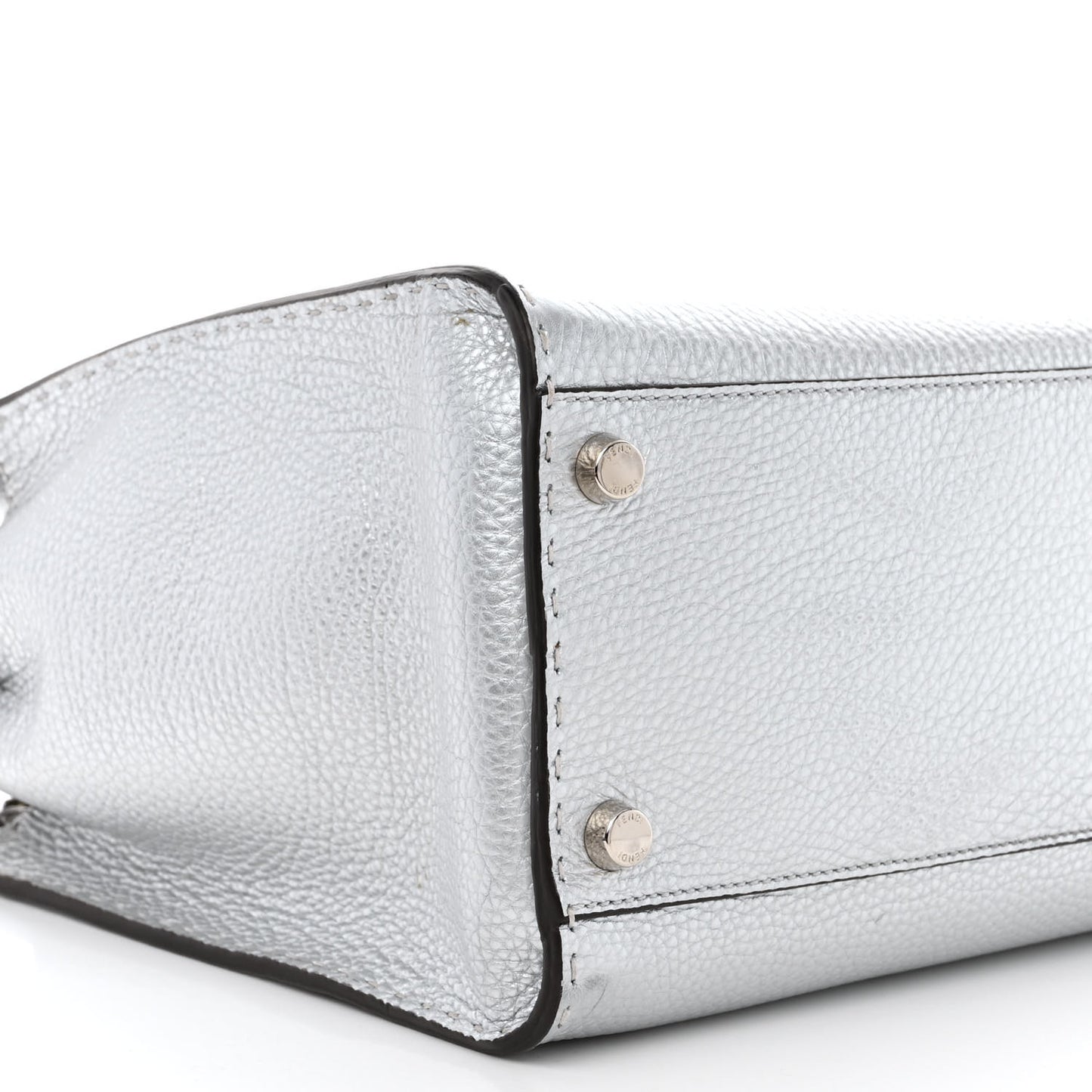 Metallic Cuoio Romano Selleria Metal Stitch Large Mens Peekaboo Iconic Essential Satchel Silver