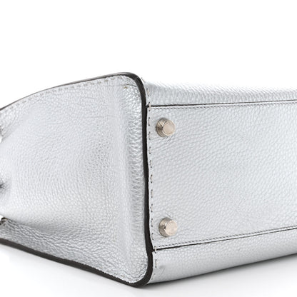 Fendi Metallic Cuoio Romano Selleria Metal Stitch Large Mens Peekaboo Iconic Essential Satchel Silver 10 of 14