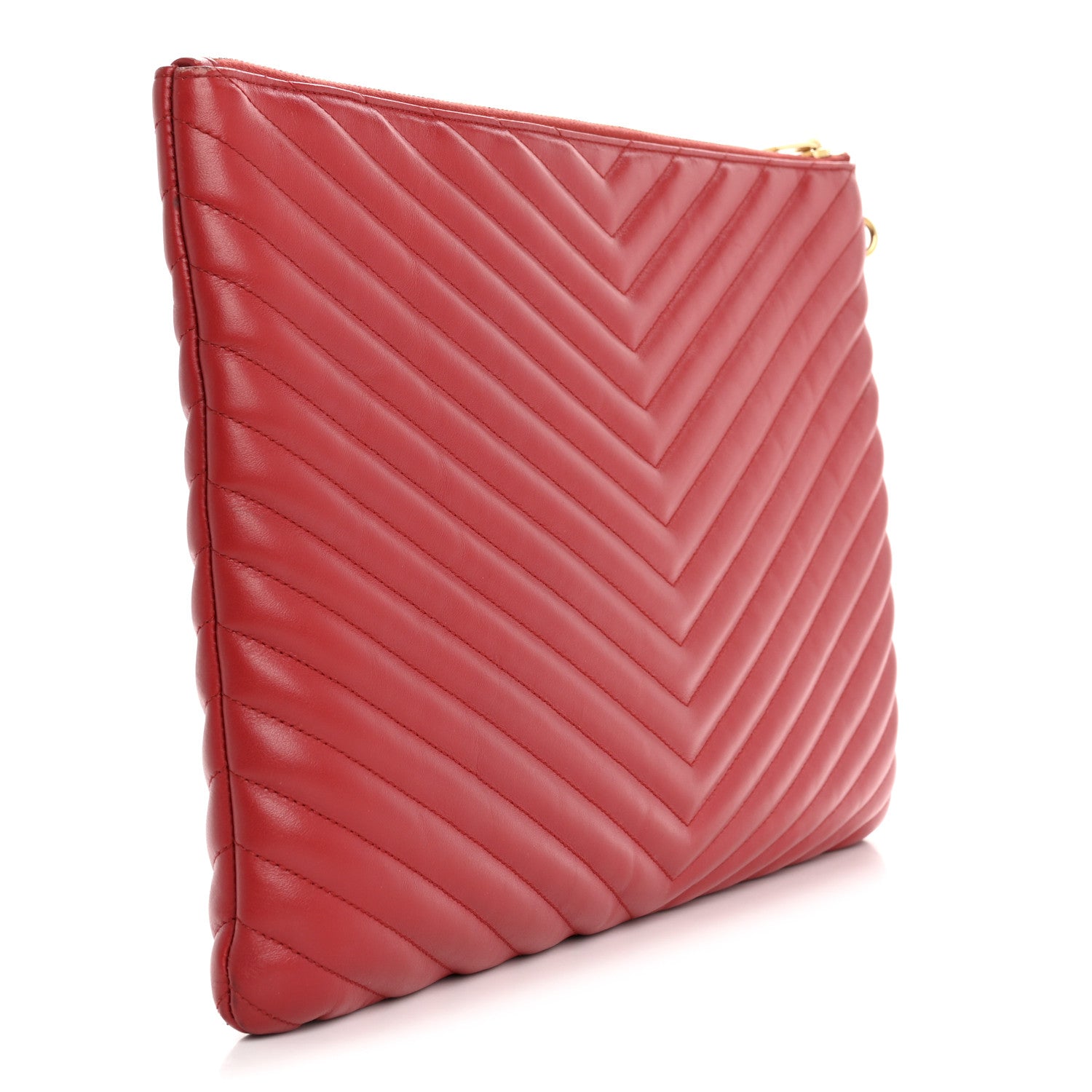 Saint Laurent Calfskin Matelasse Chevron Monogram Document Holder Rouge Eros 3 of 14