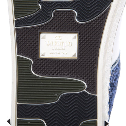 Valentino Garavani Calfskin Glitter Flycrew Sneakers 39 Blue 7 of 8