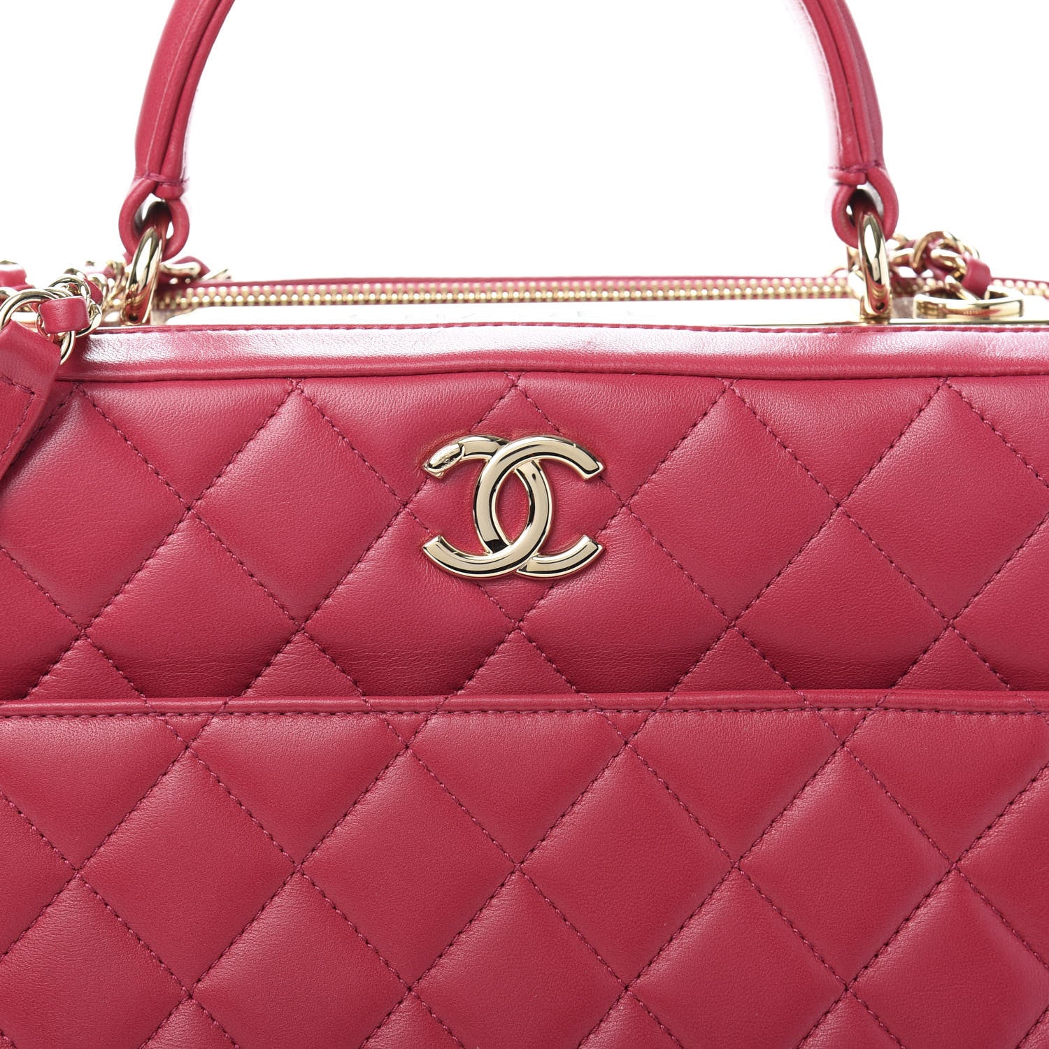 Chanel Lambskin Quilted Large Trendy CC Bowling Bag Dark Pink 9 of 9