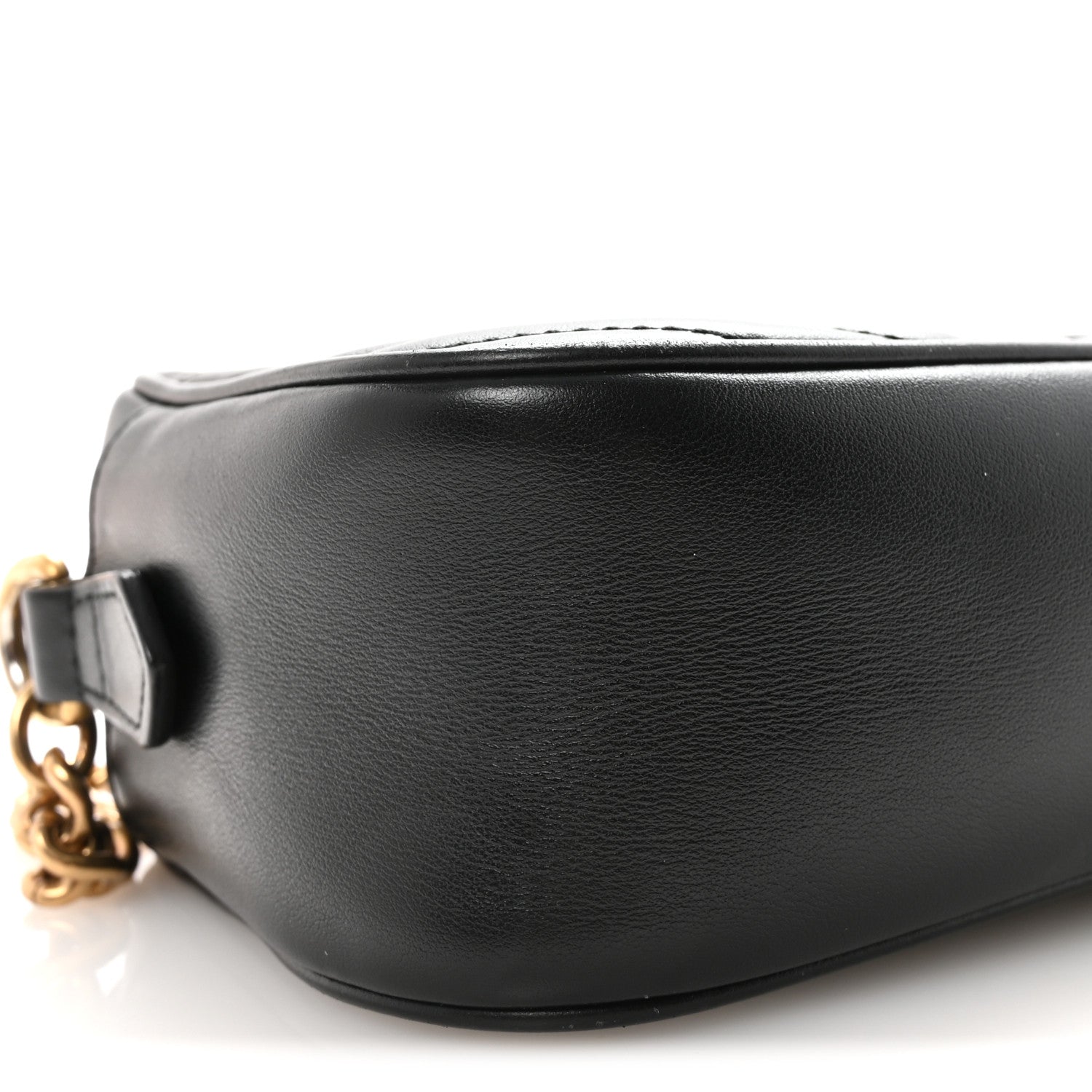 Gucci Calfskin Matelasse Small GG Marmont Chain Shoulder Bag Black Black 10 of 12