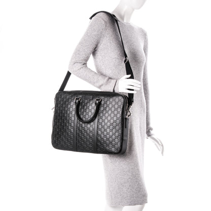 Gucci Guccissima Signature Briefcase Black 2 of 7
