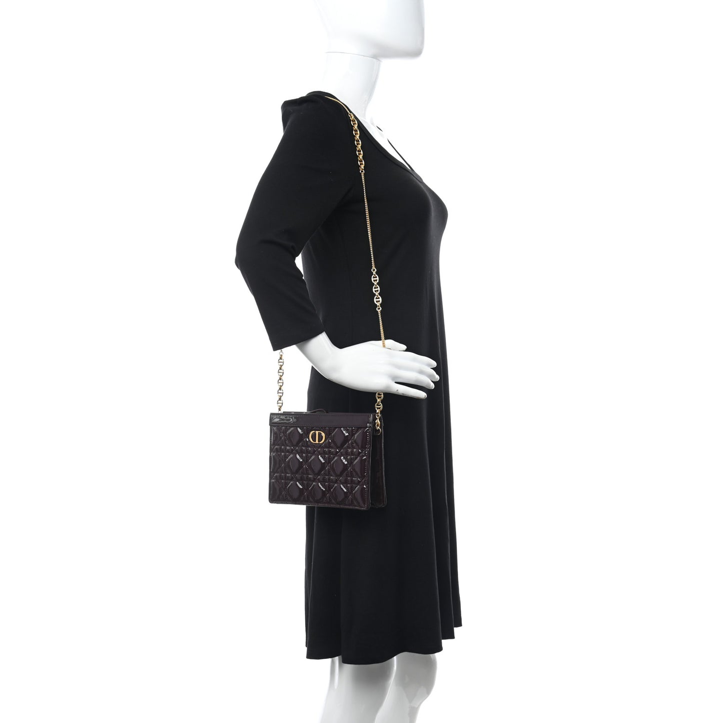 Patent Cannage Caro Zipped Pouch With Chain Amaranth