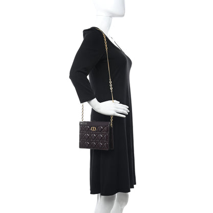 Christian Dior Patent Cannage Caro Zipped Pouch With Chain Amaranth 2 of 12